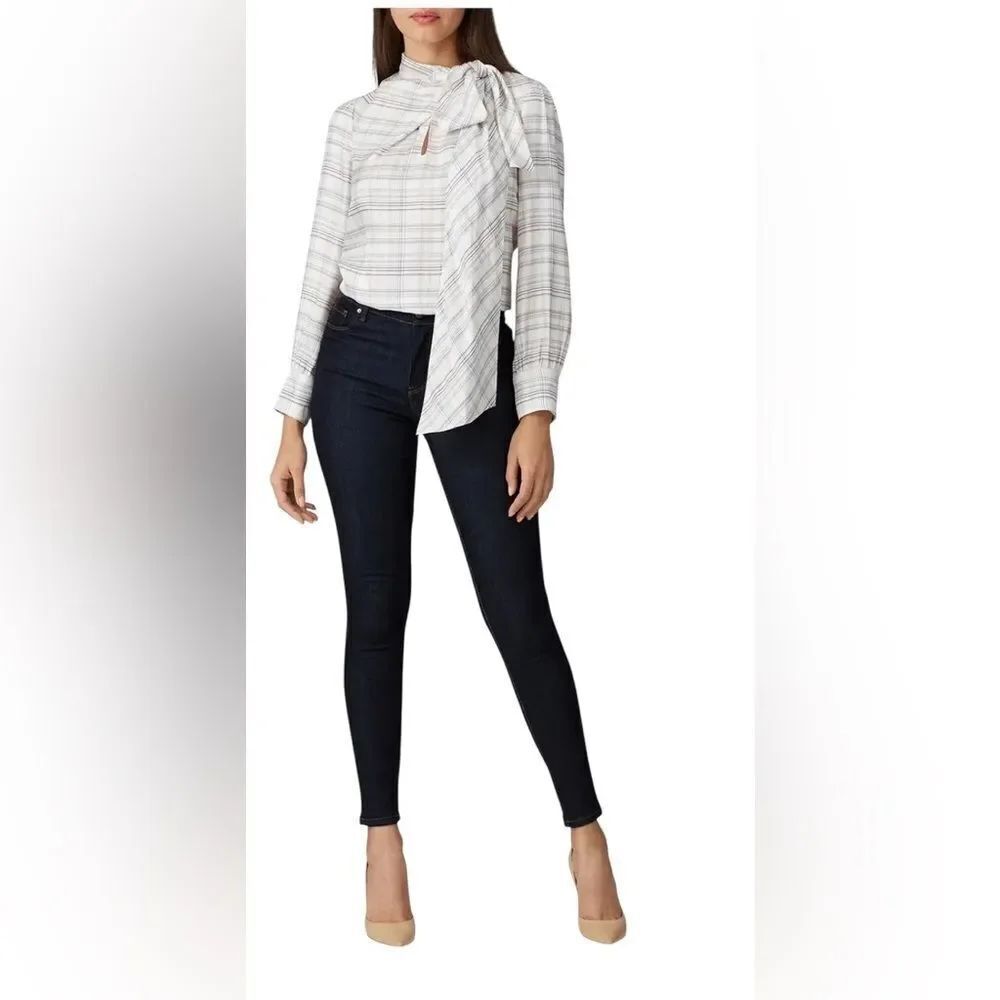 Rebecca Taylor Plaid Etch Long Sleeve Top Size 6